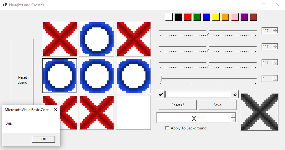 Image of noughts and crosses game